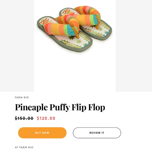 Farm Rio Pineapple Puffy Flip Flop Size 11 PRICE FIRM - Picture 2 of 7